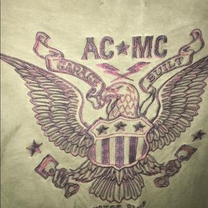 Affliction mens thick fabric shirt size Medium military green